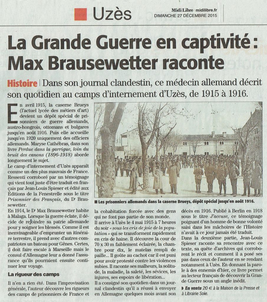 Prisonniers des Français Midi Libre 27-12-2015